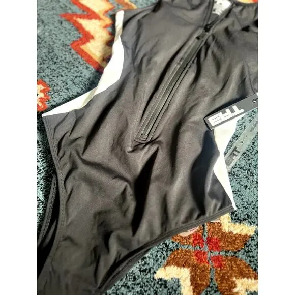 NWT TA3 Sleeveless Surfy Crewneck One Piece Swimsuit Size Large Black White - Picture 11 of 11